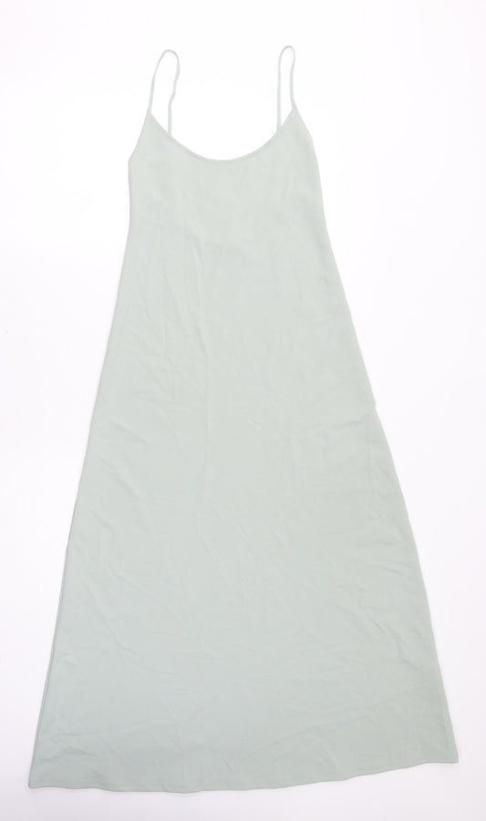 Zara Womens Green Polyester A-Line Size XS Round Neck Pullover