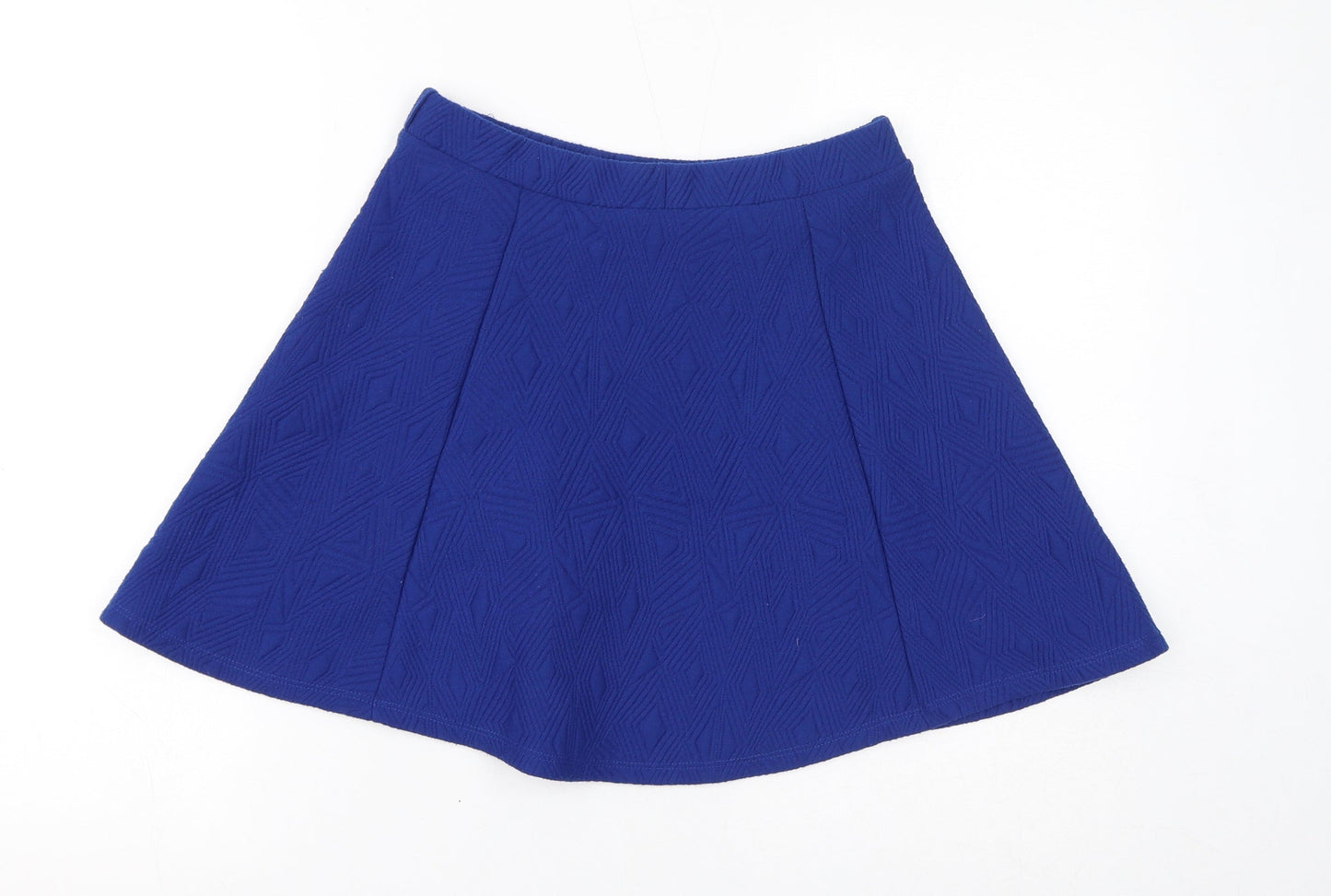 River Island Womens Blue Geometric Polyester Flare Skirt Size 10