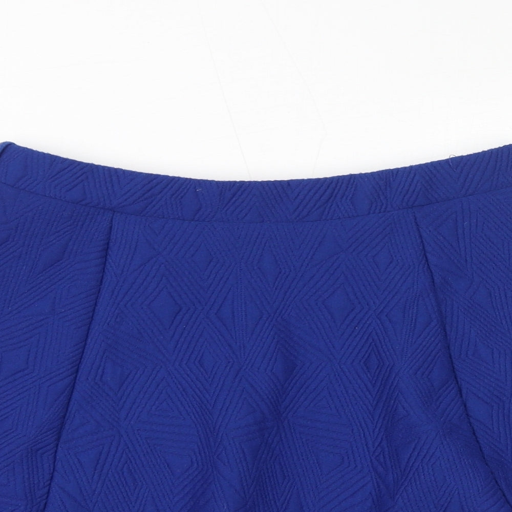 River Island Womens Blue Geometric Polyester Flare Skirt Size 10