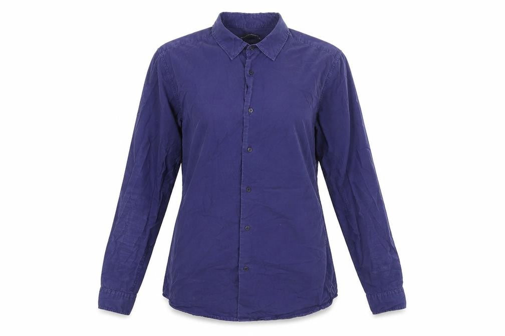 French Connection Womens Blue Cotton Basic Button-Up Size S Collared