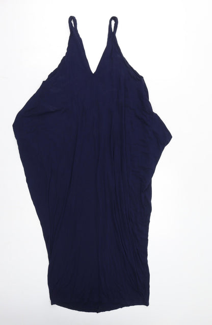 Back view of Roman women’s blue viscose bodycon, size UK 12, v-neck pullover
