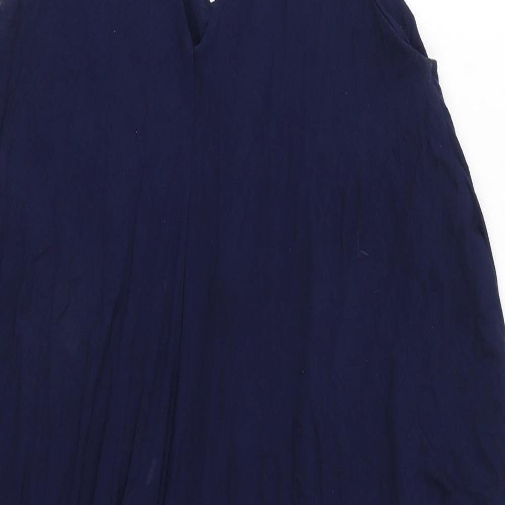 Roman Womens Blue Viscose Bodycon Size 12 V-Neck Pullover