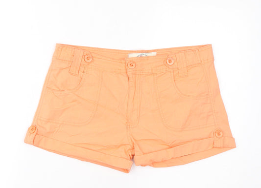 The True Heritage Brand Womens Orange Cotton Hot Pants Shorts Size 14 L3 in Regular Zip