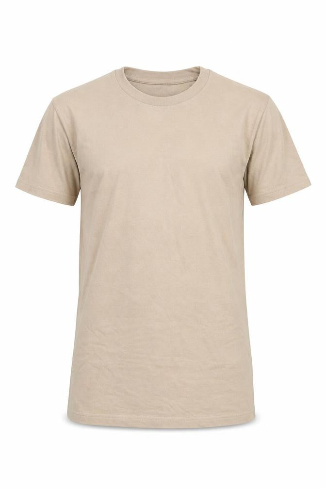 Boohoo Mens Beige Cotton T-Shirt Size S Crew Neck