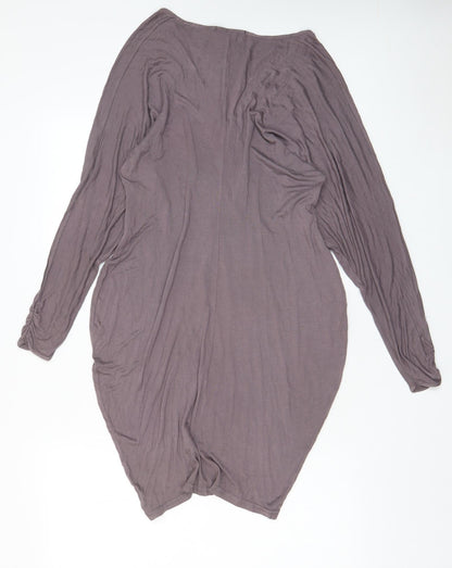 Back view of ASOS women’s brown viscose a-line, size UK 8, v-neck pullover