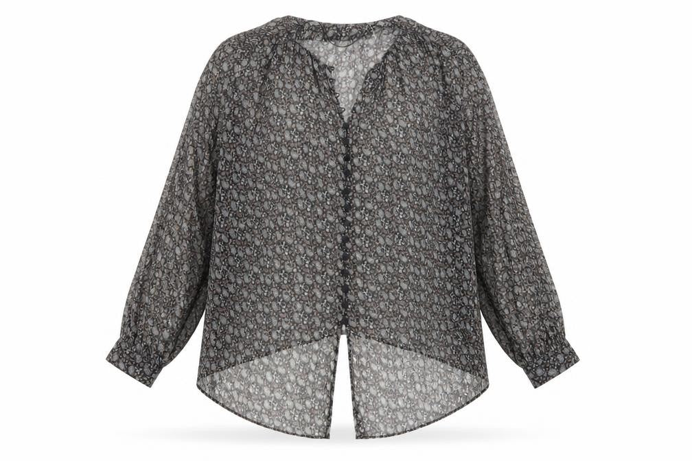 Zara Womens Black Fair Isle Polyester Basic Button-Up Size S V-Neck