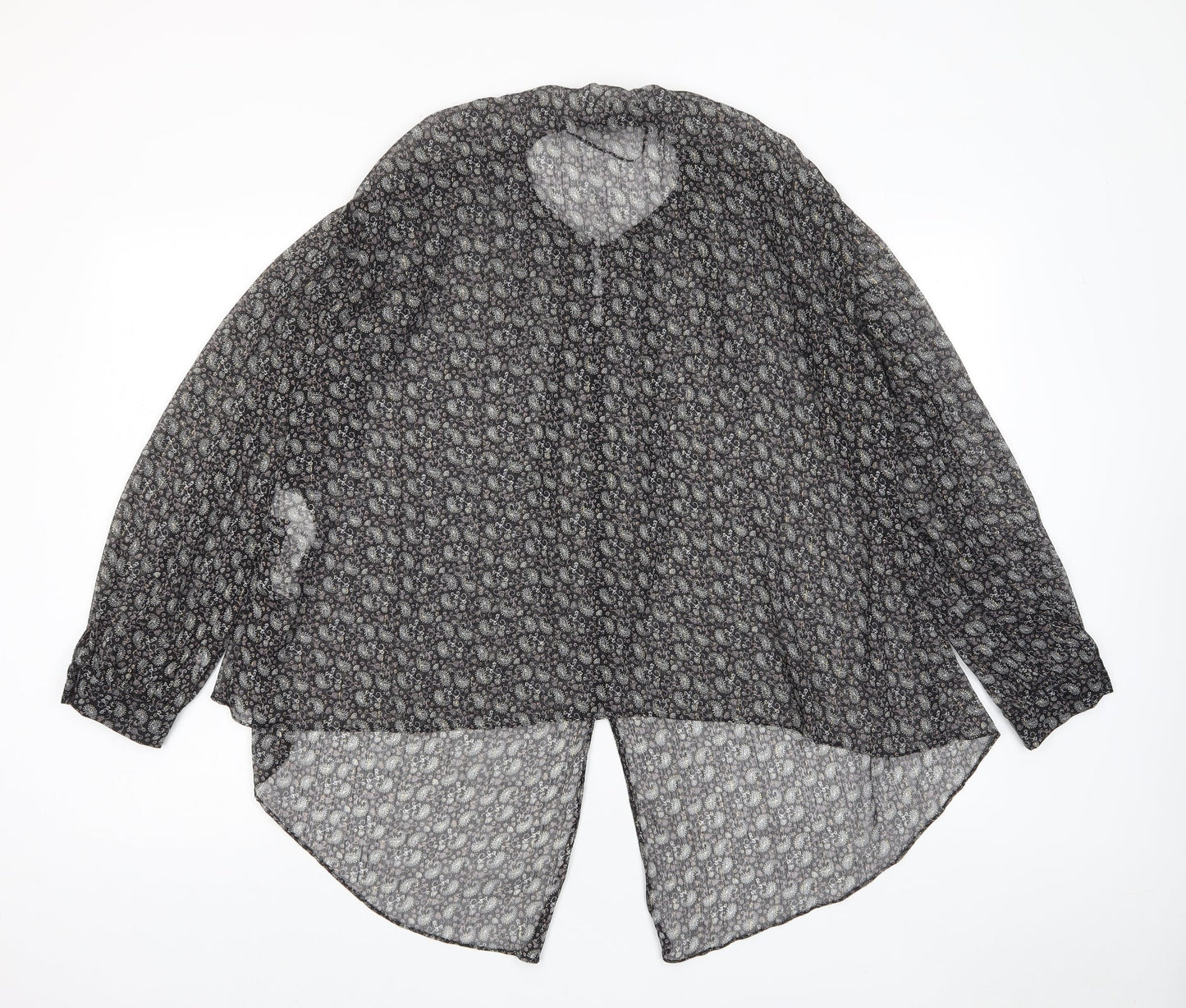 Zara Womens Black Fair Isle Polyester Basic Button-Up Size S V-Neck