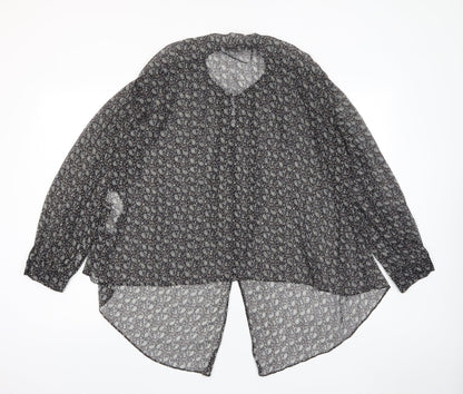 Zara Womens Black Fair Isle Polyester Basic Button-Up Size S V-Neck