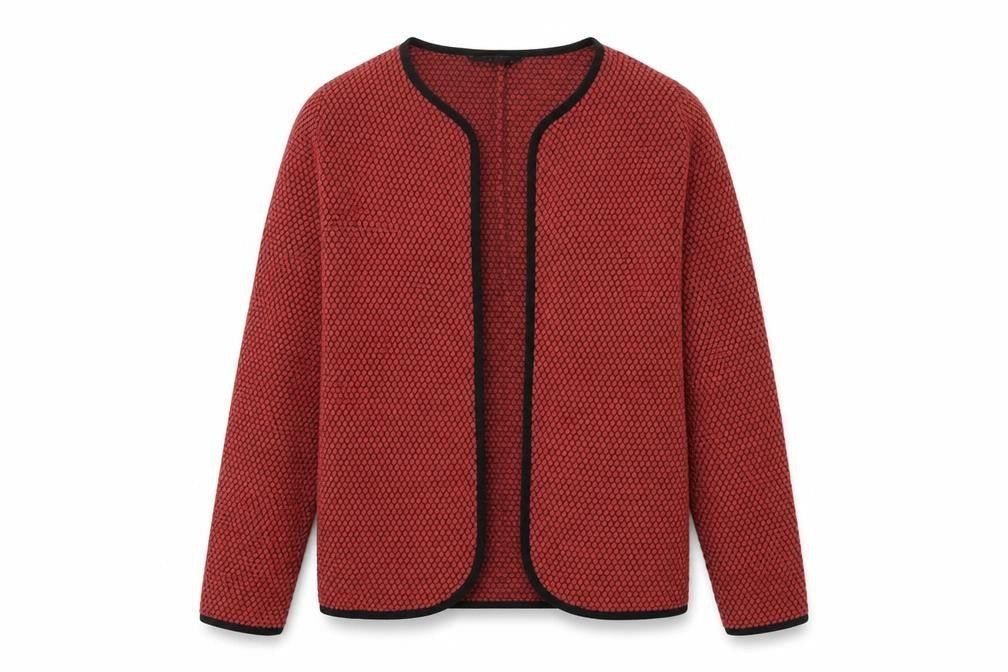 Only Womens Red V-Neck Geometric Cotton Cardigan Jumper Size XS - Open