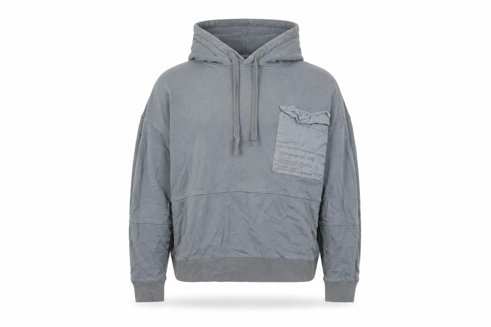 Commun Culture Mens Grey Cotton Pullover Hoodie Size S - Pockets