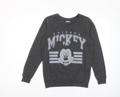 Preloved Disney Womens Grey Cotton Pullover Sweatshirt Size 8 Pullover - Mickey Mouse - Front