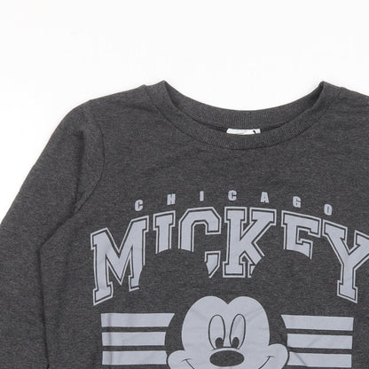Preloved Disney Womens Grey Cotton Pullover Sweatshirt Size 8 Pullover - Mickey Mouse - Detail