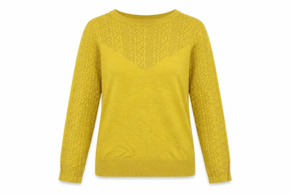 Warehouse Womens Yellow Crew Neck Viscose Pullover Jumper Size 10