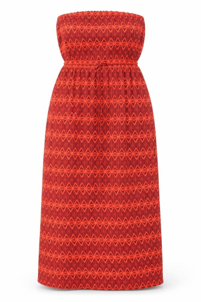 Jennyfer Womens Red Geometric Polyester A-Line Size M Off the Shoulder Pullover - Side slits