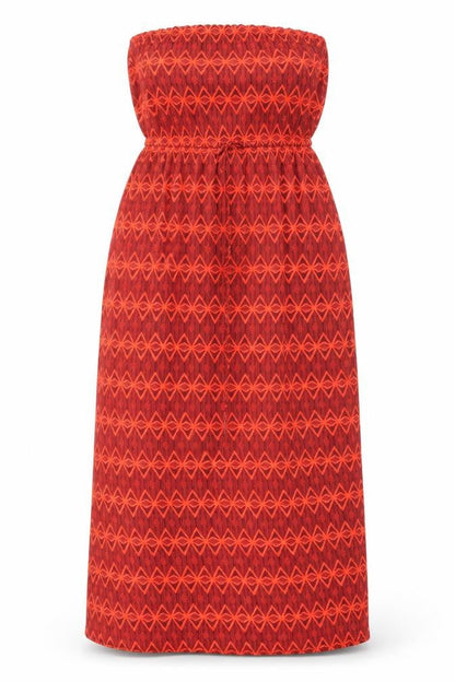 Jennyfer Womens Red Geometric Polyester A-Line Size M Off the Shoulder Pullover - Side slits