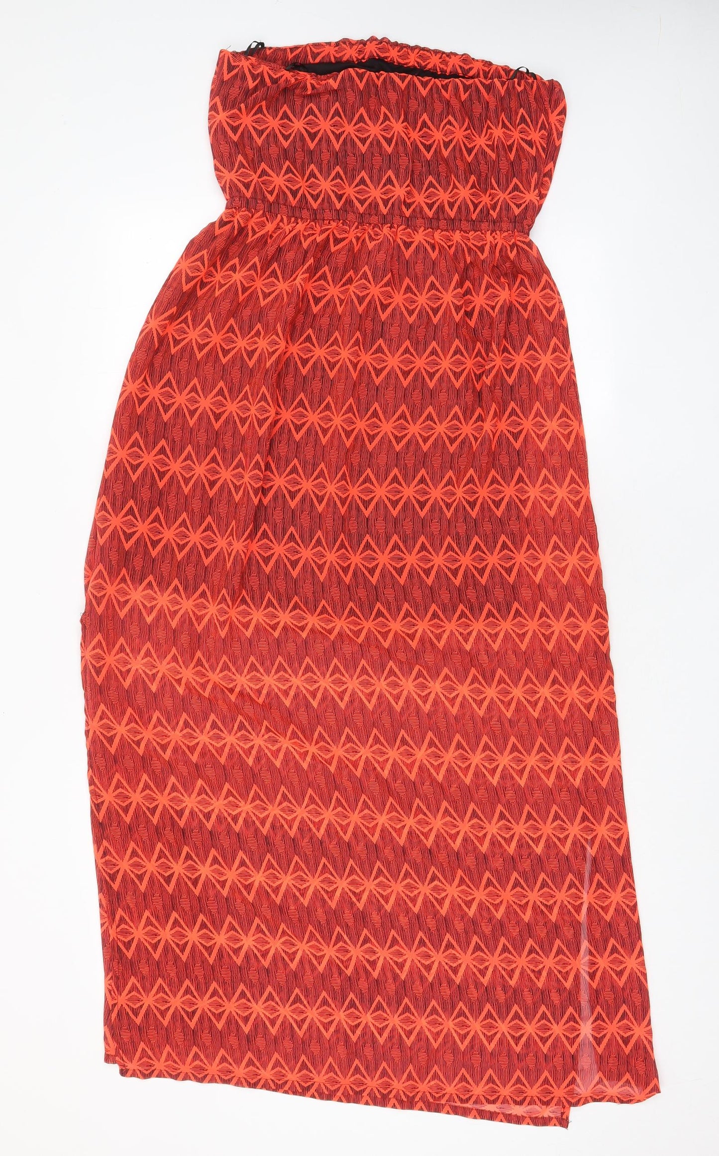 Jennyfer Womens Red Geometric Polyester A-Line Size M Off the Shoulder Pullover - Side slits