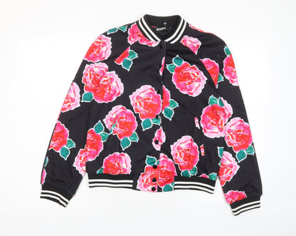 Additional front view of Missguided women’s multicoloured floral jacket, size UK 8, button - pockets