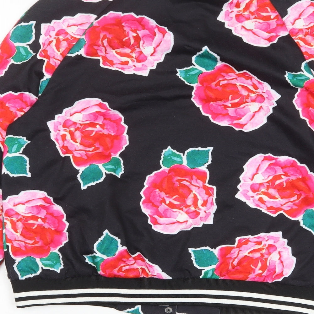 Brand and care label for Missguided women’s multicoloured floral jacket, size UK 8, button - pockets