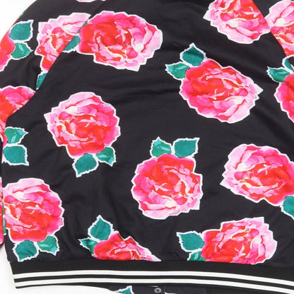 Brand and care label for Missguided women’s multicoloured floral jacket, size UK 8, button - pockets