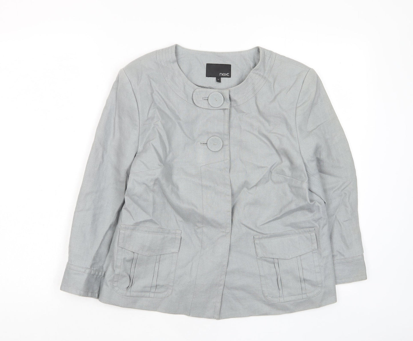 NEXT Womens Grey Jacket Size 12 Button - Pockets