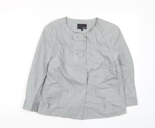 NEXT Womens Grey Jacket Size 12 Button - Pockets