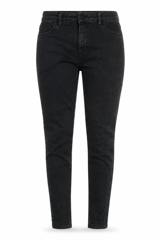 Next Womens Black Cotton Skinny Jeans Size 12 L27 in Regular Zip - Jeweled Detail