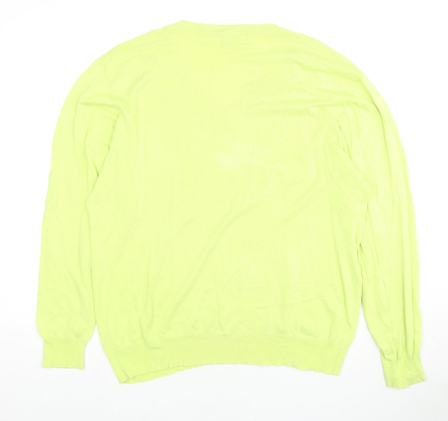 MO Womens Green V-Neck Viscose Pullover Jumper Size 2XL - Neon