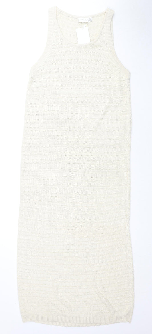 VILA Womens Beige Acrylic Tank Dress Size XL Round Neck Pullover