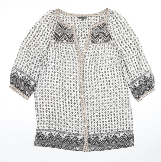 Per Una Womens Multicoloured Geometric Polyester Basic Button-Up Size 8 V-Neck