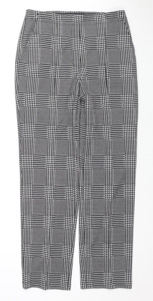 Marks and Spencer Womens Grey Herringbone Viscose Trousers Size 10 L28 in Regular Zip