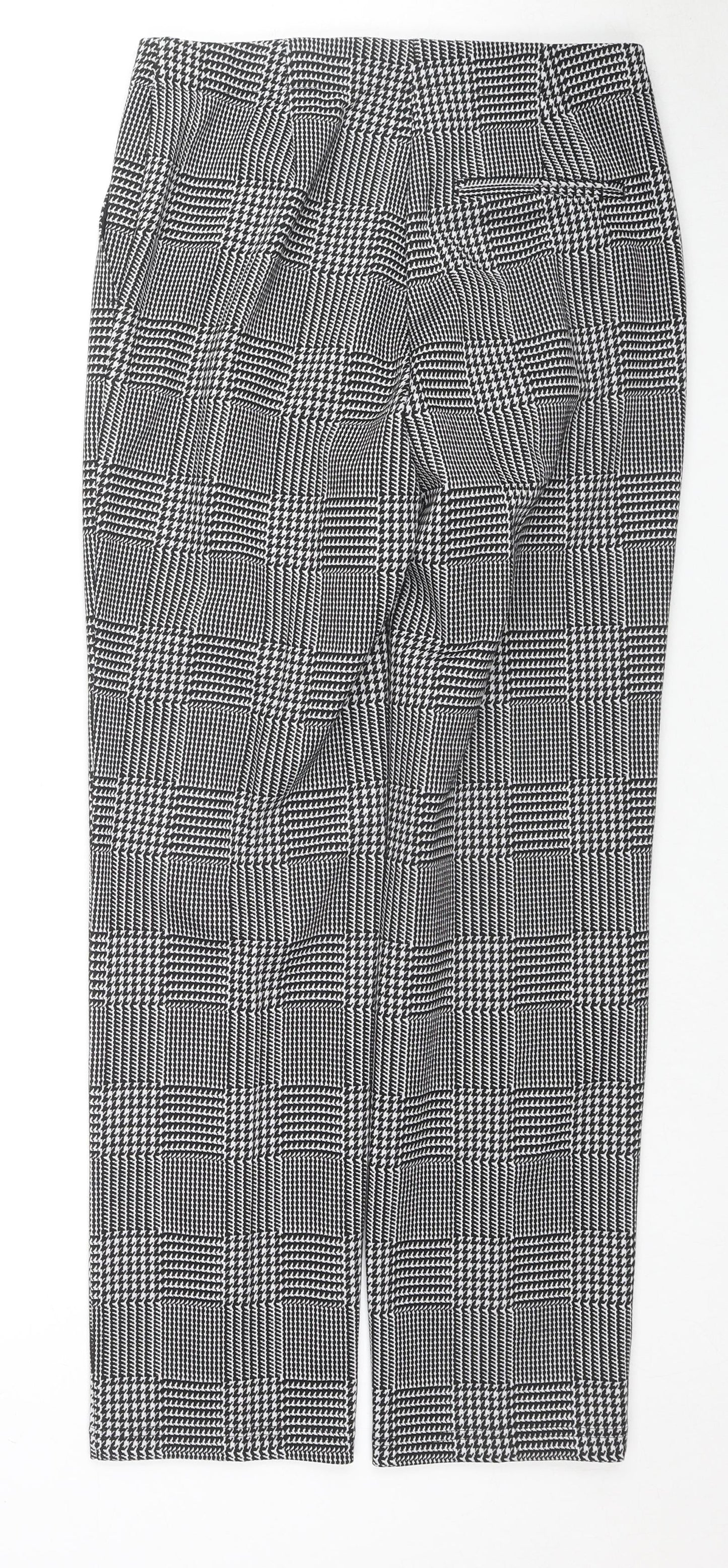Marks and Spencer Womens Grey Herringbone Viscose Trousers Size 10 L28 in Regular Zip