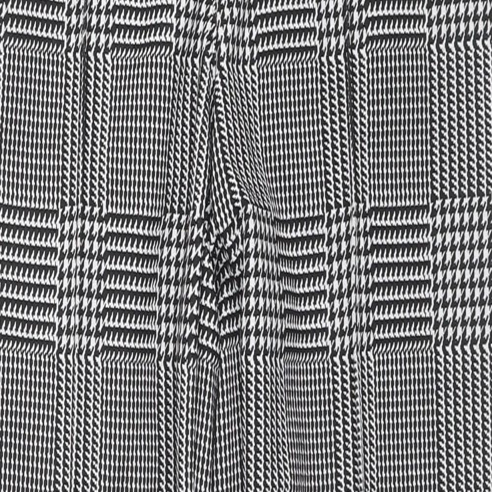 Marks and Spencer Womens Grey Herringbone Viscose Trousers Size 10 L28 in Regular Zip