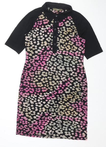 Next Womens Multicoloured Geometric Viscose A-Line Size 12 Collared Button