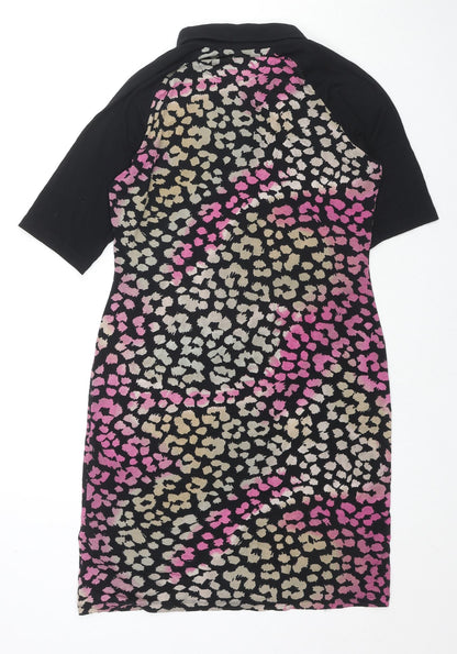 Next Womens Multicoloured Geometric Viscose A-Line Size 12 Collared Button
