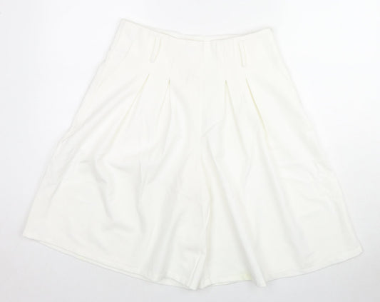 Elle White Womens White Polyester Culotte Shorts Size L L10 in Regular Zip