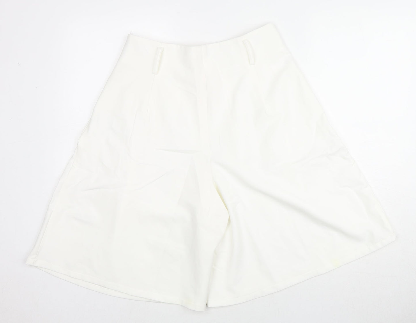 Elle White Womens White Polyester Culotte Shorts Size L L10 in Regular Zip
