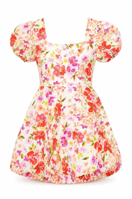 Jus De Pom Womens Multicoloured Floral Polyester Fit & Flare Size S Square Neck Tie - Size S/M