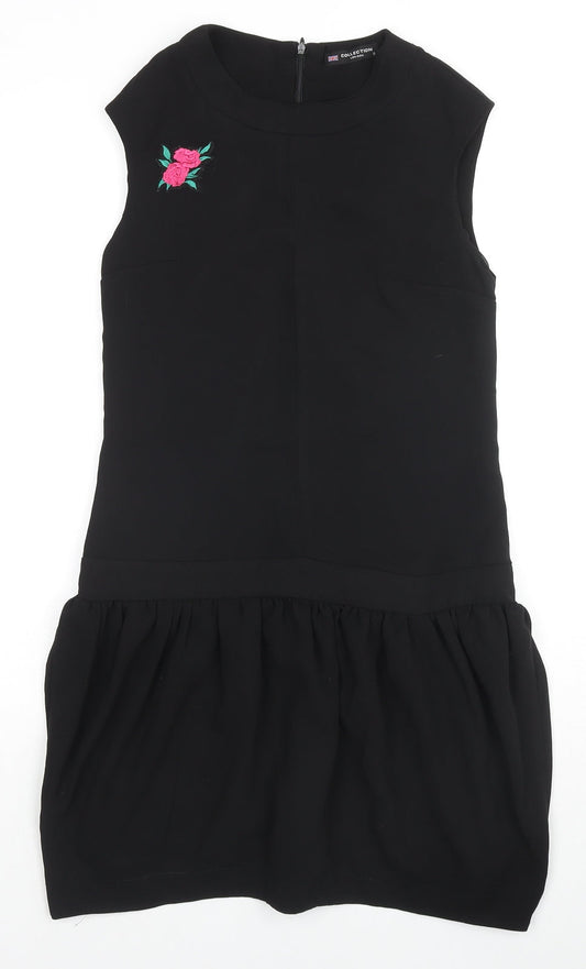 Collection London Womens Black Polyester Trapeze & Swing Size 8 Round Neck Zip