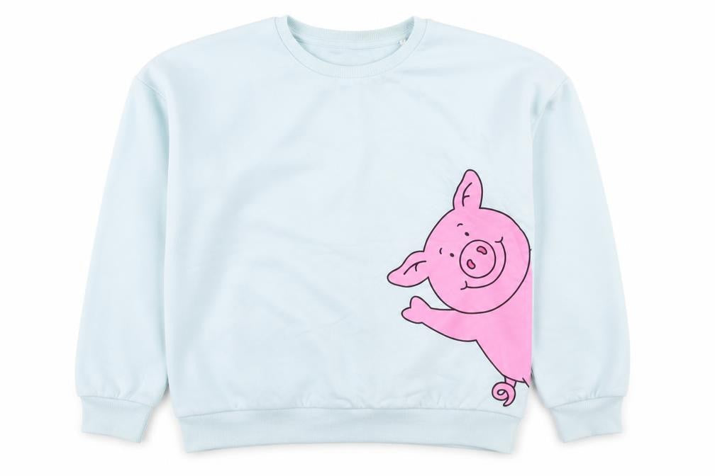 Marks & Spencer Girls Blue Cotton Pullover Sweatshirt Size 10-11 Years Pullover - Percy Pig