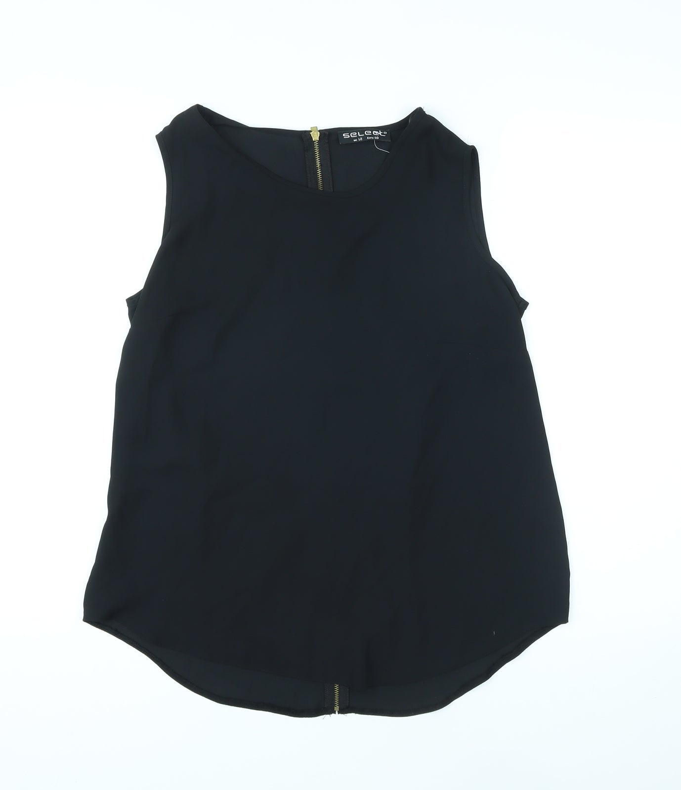 Select Womens Black Polyester Basic T-Shirt Size 12 Round Neck