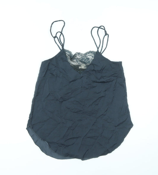 H&M Womens Grey Polyester Basic Tank Size 4 V-Neck - Lace