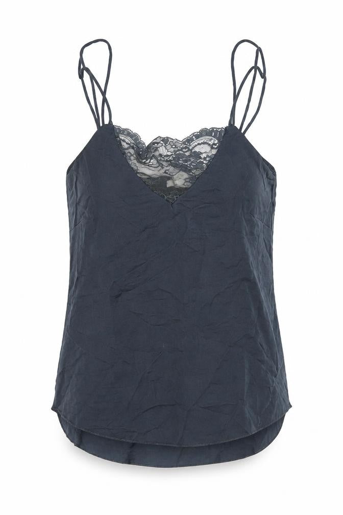 H&M Womens Grey Polyester Basic Tank Size 4 V-Neck - Lace