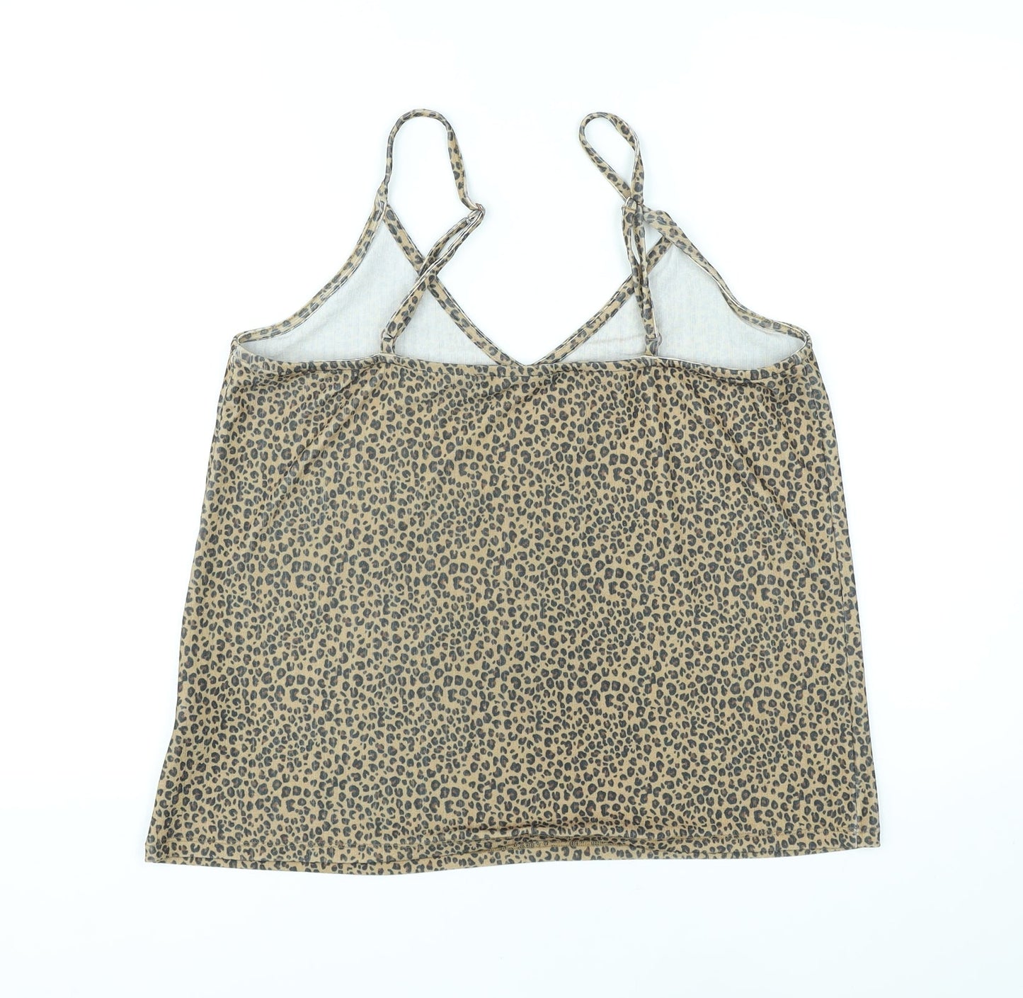 Marks and Spencer Womens Black Animal Print Polyester Camisole Tank Size 14 V-Neck - Leopard skin pattern