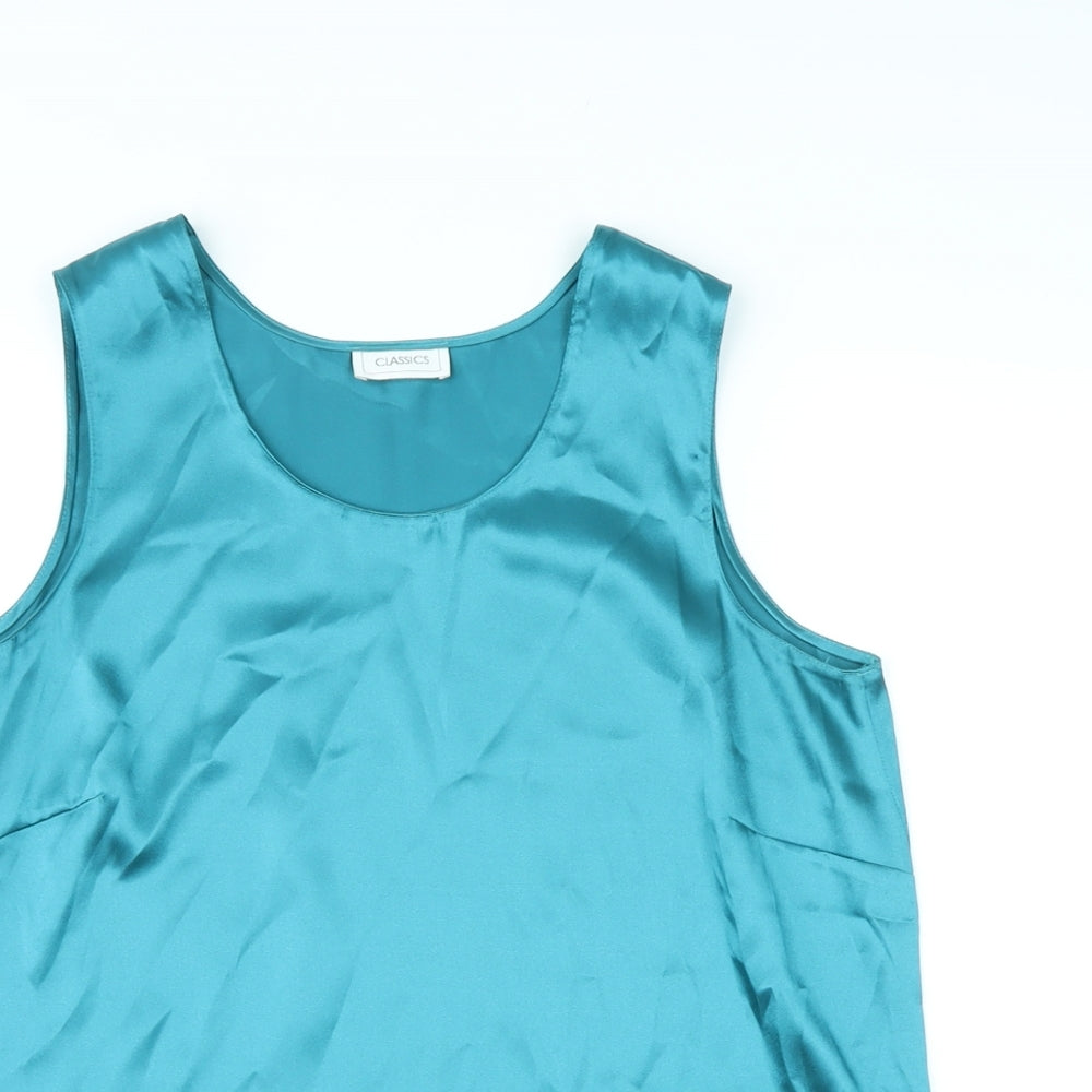 Classics Womens Blue Polyester Basic T-Shirt Size 16 Round Neck