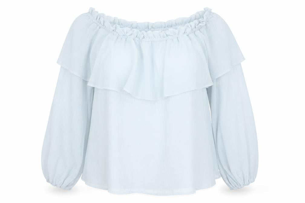 Divided by H&M Womens White Polyester Basic Blouse Size 14 Off the Shoulder