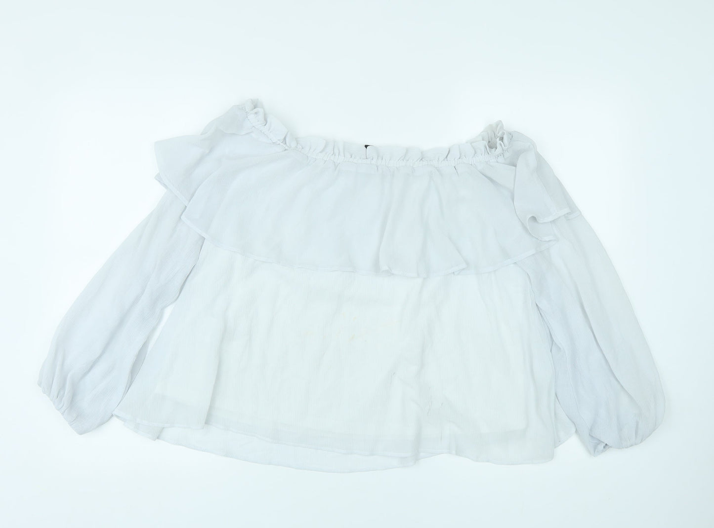 Divided by H&M Womens White Polyester Basic Blouse Size 14 Off the Shoulder