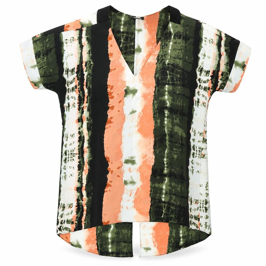 River Island Womens Multicoloured Geometric Polyester Basic T-Shirt Size 8 V-Neck - Cold shoulder
