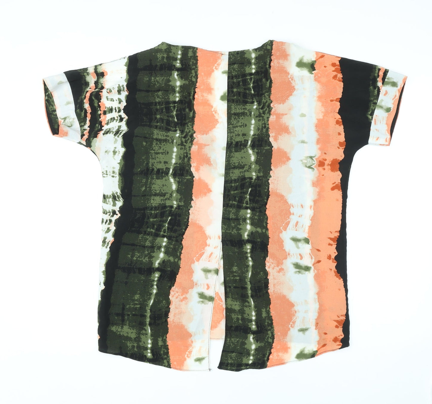 River Island Womens Multicoloured Geometric Polyester Basic T-Shirt Size 8 V-Neck - Cold shoulder