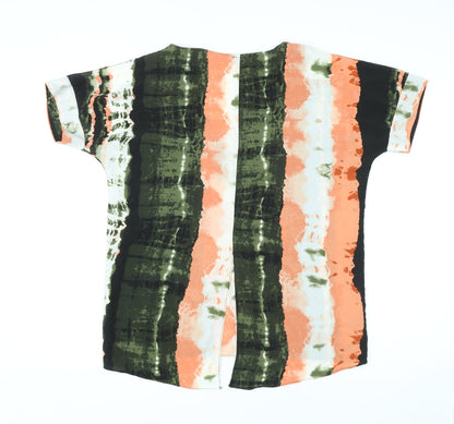 River Island Womens Multicoloured Geometric Polyester Basic T-Shirt Size 8 V-Neck - Cold shoulder