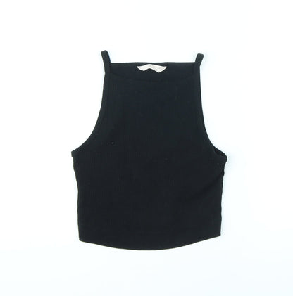 Marks & Spencer Womens Black Polyester Cropped Tank Size S Halter